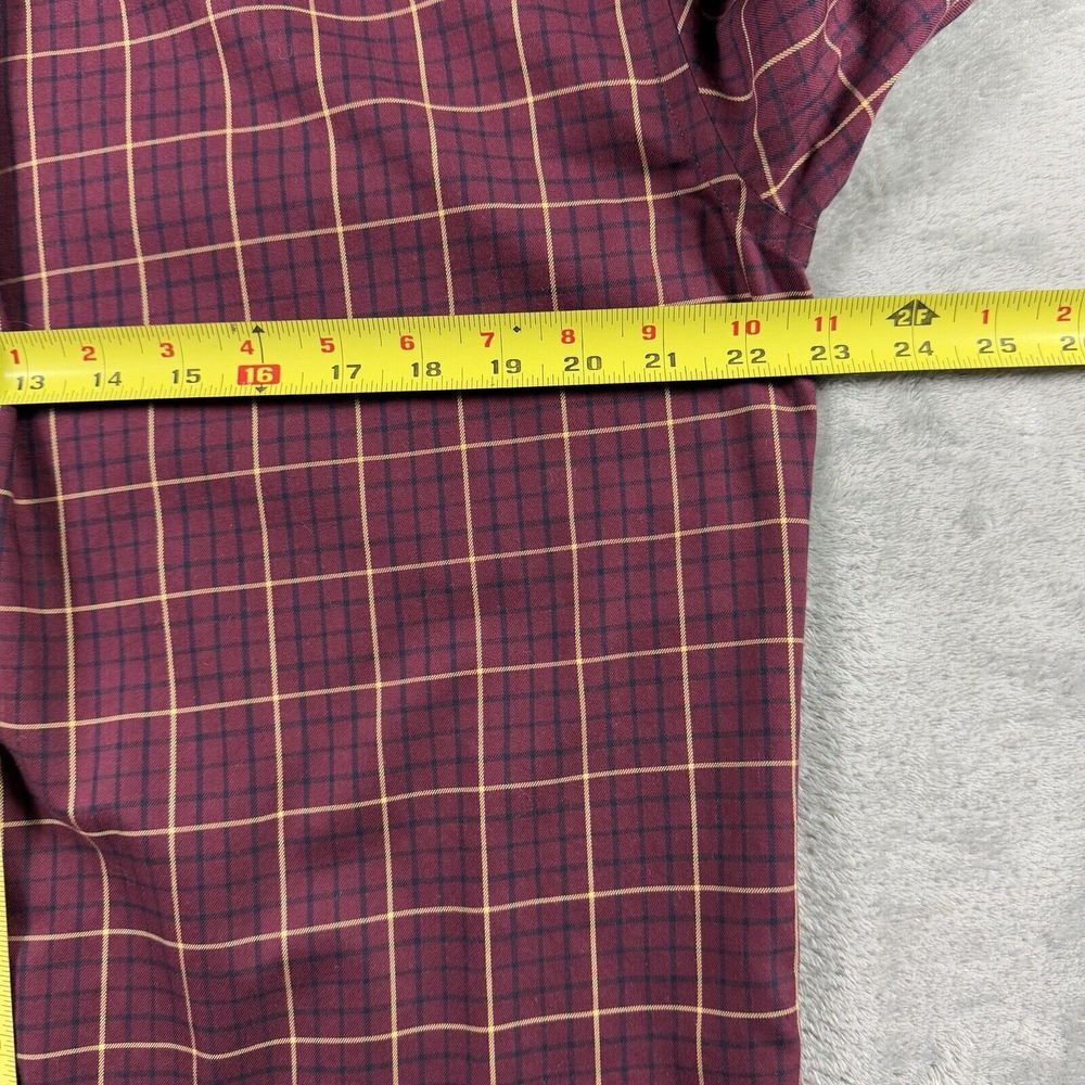 Brooks Brothers 346 Dress Shirt Men Medium Maroon Plaid Check Button-Down Preppy - Picture 9 of 12